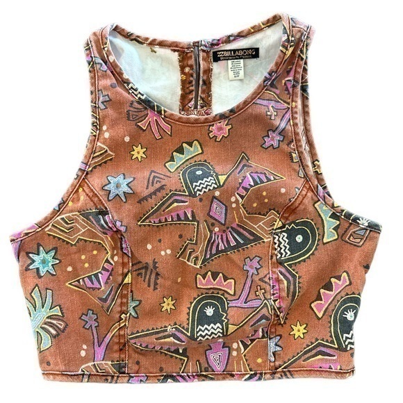 Billabong Tops - Billabong Designers Closet Women’s Aztec Sleeveless Crop Top Y2K Boho Size S